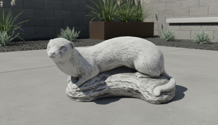 Garten Dekoration Frettchen Terrasse Stein Figuren Weiß Figur Natur Statue