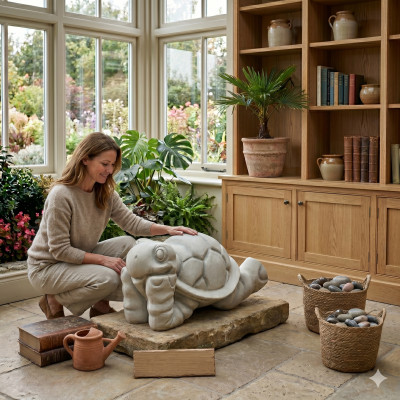 Garten Schildkröte Dekoration Terrasse Stein Figur Deko Statue