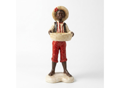 Design Junge mit Korb Figur Statue Skulptur Figuren Skulpturen Dekoration 7087