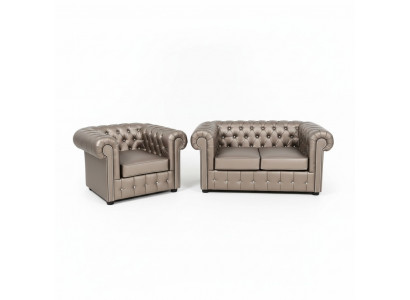 Designer Chesterfield Sofagarnitur Sofa Couch 2+1 Polster Sitz Garnitur Gold