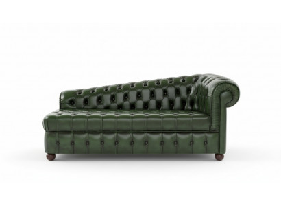 Chaiselongues Chesterfield Sofa Grün Couch Liege Ottomane Recamiere Leder Chiase