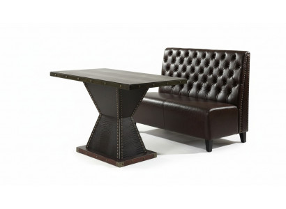 Chesterfield Sofa Bank Couch Sitzbank Braun Wartezimmer Wohnzimmer Büro Sofas