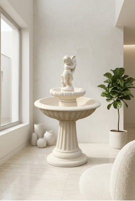 Zierbrunnen Springbrunnen 140cm Skulptur Brunnen Deko Garten Fontaine Teich Neu