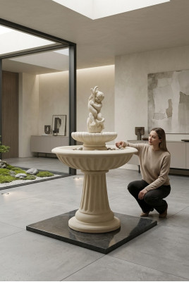 Zierbrunnen Springbrunnen 150cm Skulptur Brunnen Deko Garten Fontaine Teich Neu