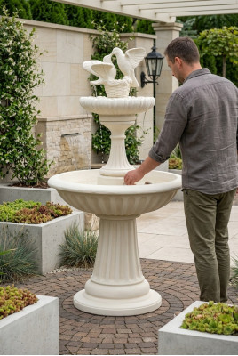 Zierbrunnen Springbrunnen Skulptur 171cm Brunnen Deko Garten Fontaine Teich Neu
