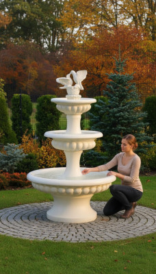 Zierbrunnen Springbrunnen Skulptur Brunnen Deko 186cm Garten Fontaine Teich Neu