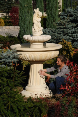 Springbrunnen Froschbrunnen Brunnen Steinbrunnen Fontaine 154cm Gartenbrunnen