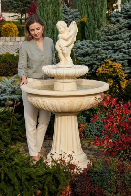 Springbrunnen Froschbrunnen Brunnen Gartenbrunnen Fontaine 154cm Steinbrunnen