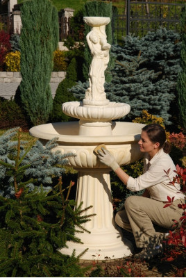 Springbrunnen Froschbrunnen Brunnen Steinbrunnen Gartenbrunnen Fontaine 164cm