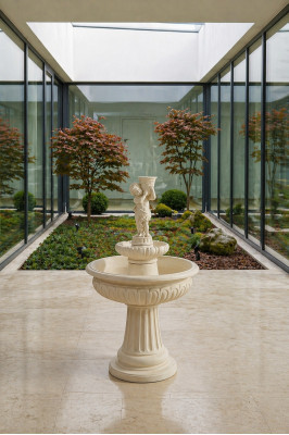 Springbrunnen Froschbrunnen Brunnen Steinbrunnen Gartenbrunnen Fontaine 154cm