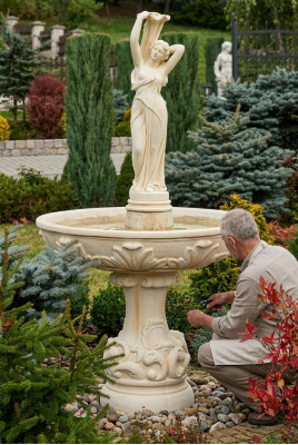 Zierbrunnen Springbrunnen 180cm Skulptur Brunnen Deko Garten Fontaine Teich Neu