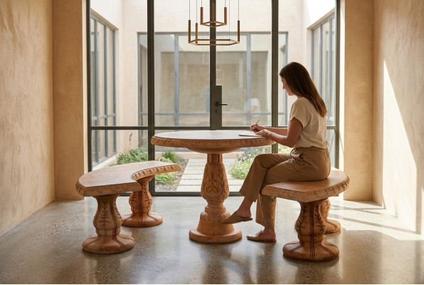 Römischer Stil Garten Tische Stein Tisch Rund Terrassen Möbel Gartenmöbel Deko