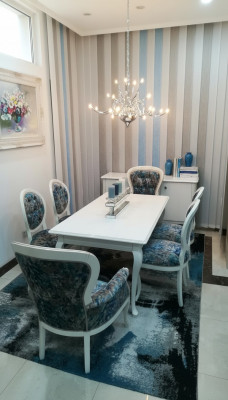 Esstisch designer Sitz Lehnstühle Stuhl Garnitur Tisch + 6 Stühle Set