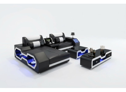 Edle Luxus Couch Ecksofa Wohnlandschaft Multifunktions Couchen Sofa USB Licht