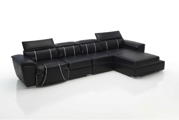 Ledersofa Couch Polster Designersofa Leder Sofas Sofa L-Form Sofa G8048C Schwarz