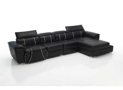Ledersofa Couch Polster Designersofa Leder Sofas Sofa L-Form Sofa G8048C Schwarz