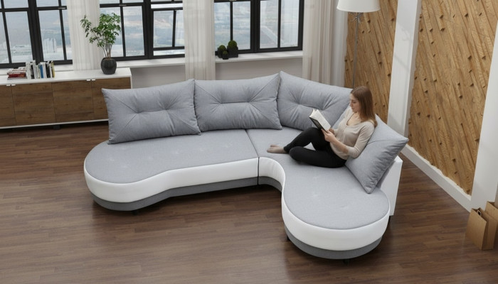 Polstersofa Loungesofa Couch Sitzgruppe Wohnzimmer mit Kissen Sofa L-Form
