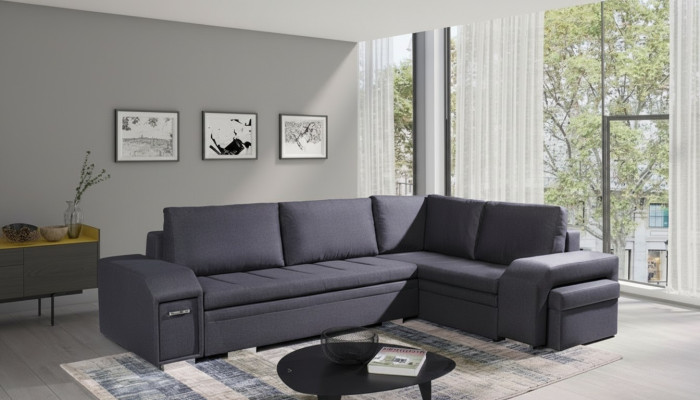 Polstersofa Loungesofa Couch Sitzgruppe Wohnzimmer mit Kissen Sofa L-Form Schlaf