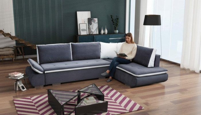 Schlafsofas Sofa Couch Eck Sofas Garnitur Polster Ecke Stoff Neu Wohnlandschaft