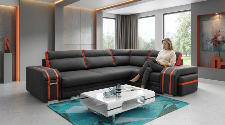 Polstersofa Loungesofa Couch Sitzgruppe Wohnzimmer Kissen Sofa Ecksofa