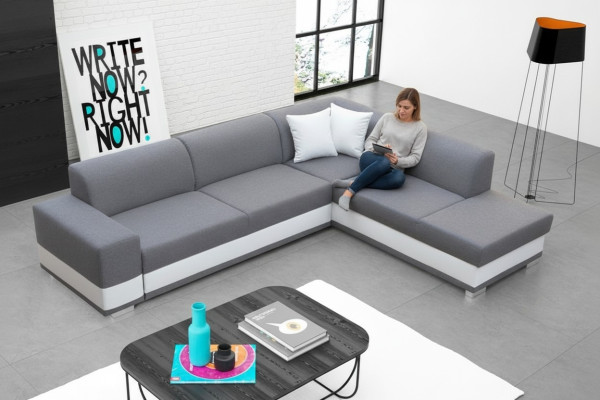 Polstersofa Loungesofa Sitzgruppe Couch Wohnzimmer mit Kissen L-Form Sofa