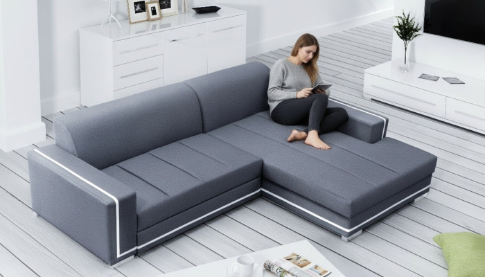 Ecksofa mit Schlaffunktion Bettfunktion Kasten Sofa Couch Wohnlandschaft Bett