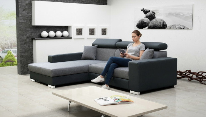 Schlafsofa Eck Sofa Couch Bettfunktion Polster Eck Garnitur Sofas Schlaffunktion