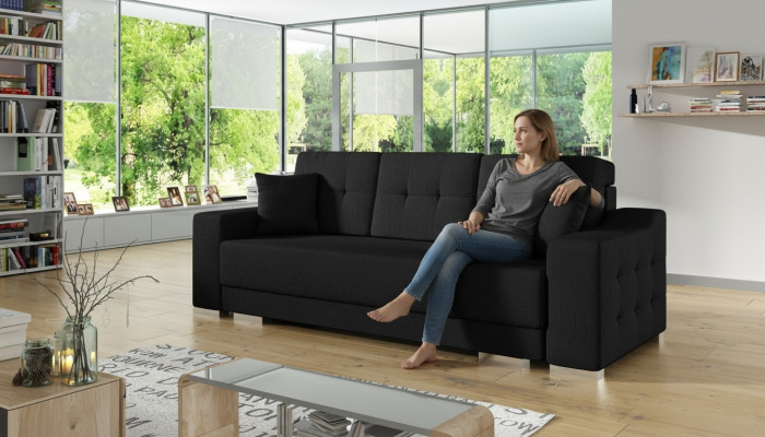 3 Sitz Sofa Couch Textil Stoff Bettfunktion Schlafsofa Neu Polster Garnitur Neu