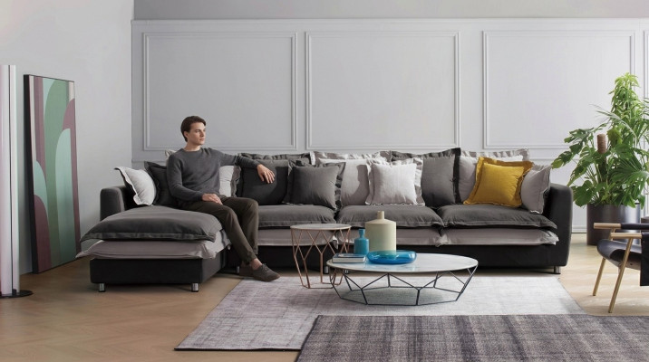 Eck Sofa Textil Sitz Polster Couch Garnitur Wohn Zimmer Landschaft Sofas