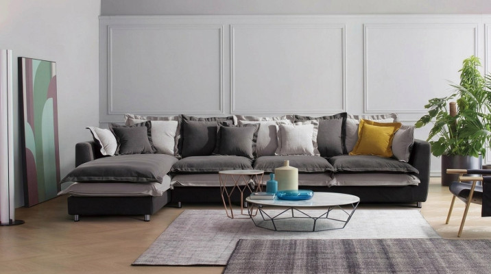 Eck Sofa Textil Sitz Polster Couch Garnitur Wohn Zimmer Landschaft Sofas