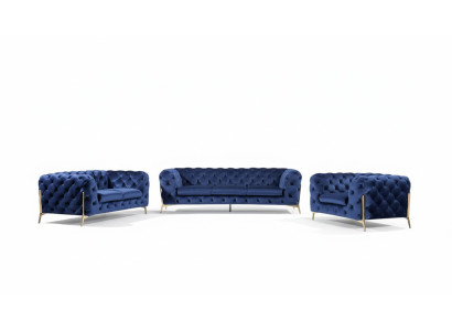 Luxus Hochwertige Sofa Couch Polster Sitz 3+2+1 Garnitur Deko Chesterfield