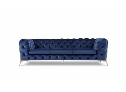 Sofa Chesterfield Couch Polster XXL Garnitur Textil 3+3 designer Couchen Blau