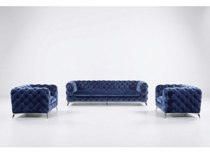 Sofa Chesterfield Couch Polster XXL Big Garnitur Textil 2+1+1 designer Couchen