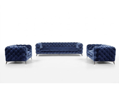 Blaue Chesterfield Couch Polster Garnitur Textil 2+2 designer Möbel
