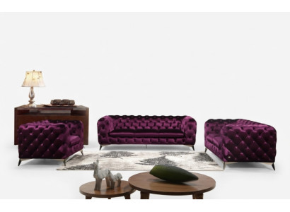 Sofa Chesterfield Couch XXL Big Garnitur Textil 3+1+1 designer Couchen Polster