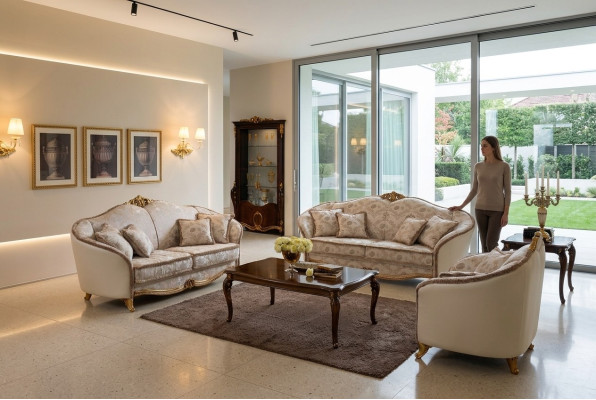 Sofa Couch 3 Sitzer ohne 2+1 Designer Möbel Klassische Barock Rokoko