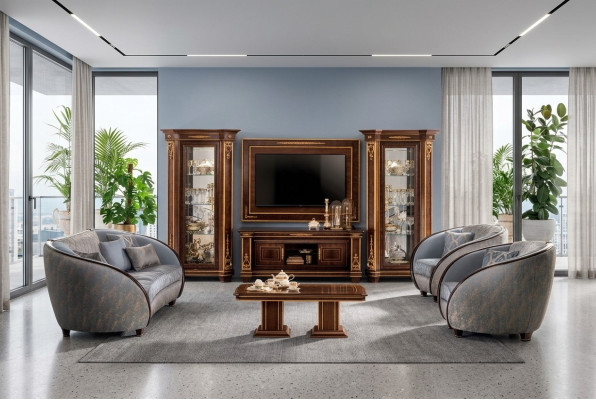 Italienische Wohnzimmer Polster Möbel Sofagarnitur 3+2+1 Komplett Set
