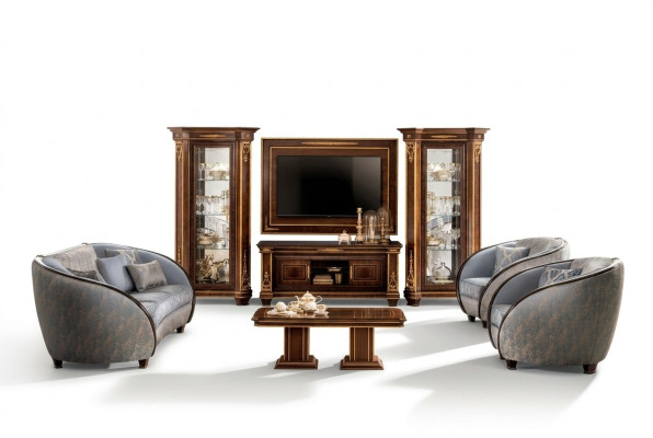 Italienische Wohnzimmer Polster Möbel Sofagarnitur 3+2+1 Komplett Set