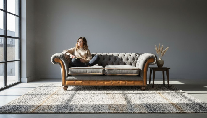 XXL Sofa 3 Sitzer Couch Chesterfield Polster Sitz Garnitur Leder Textil Neu Grau