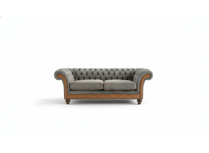 XXL Sofa 3 Sitzer Couch Chesterfield Polster Sitz Garnitur Leder Textil Neu Grau