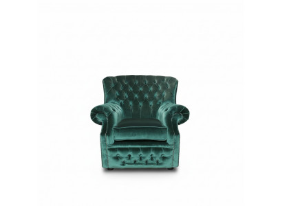Chesterfield Samt Grün Ohrensessel 1 Sitzer Sessel Couch Sofa Fernsehsessel Neu