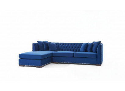 Chesterfield Blaue Designer Couch Eck Sofa Couch Garnitur Textil Stoff Sofas 