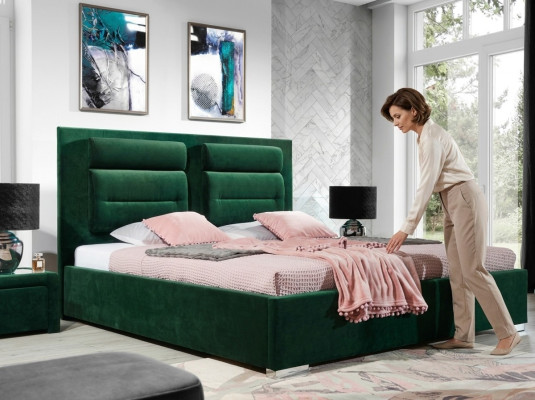 Designer Bett Schlafzimmer Betten Textil Leder Hotel Luxus Polster Samt