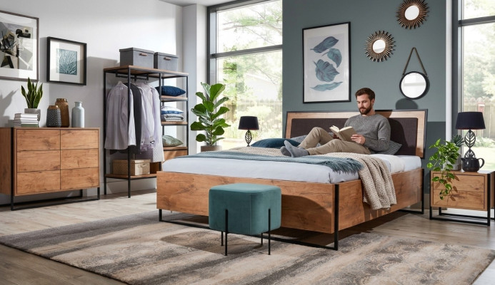 Holz Designer Bett Schlafzimmer Betten Textil Leder Hotel Luxus Polster