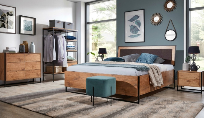 Holz Designer Bett Schlafzimmer Betten Textil Leder Hotel Luxus Polster