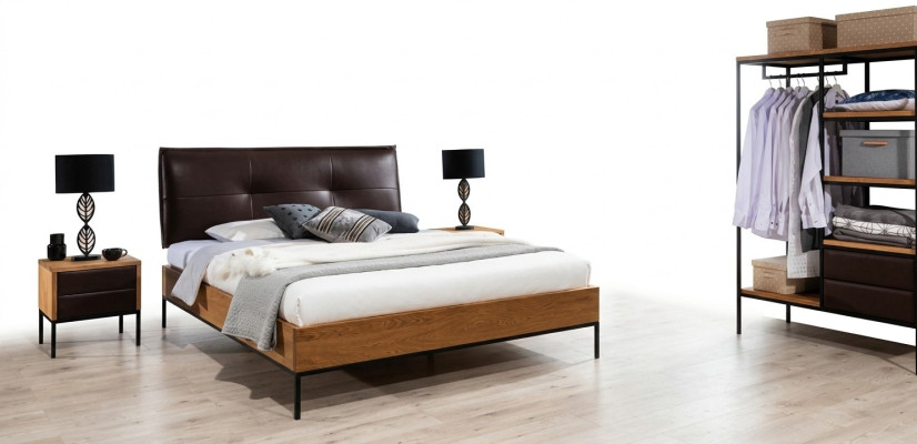 Bett Holz Loft Designer Betten Polster Leder Textil Stoff Hote 140 160 180 x 200