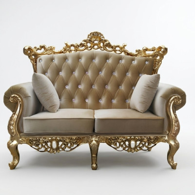 Zweisitzer Chesterfield Thron Sofa Königlicher Polster Samt 2 Sitzer Antik Stil