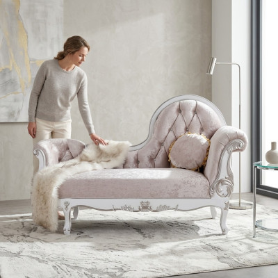 Chaiselongue Chesterfield Récamière antik stil Edle Chaise Longue Sofa Liege Neu