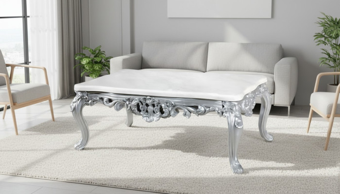 Barock Rokoko Couchtisch Holz Tisch Beistell Sofa Couch Tische Marmor