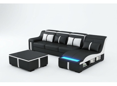 Eck Sofa Couch Polster Eck Sitz Leder Garnitur Beleuchtet L Form G8047C